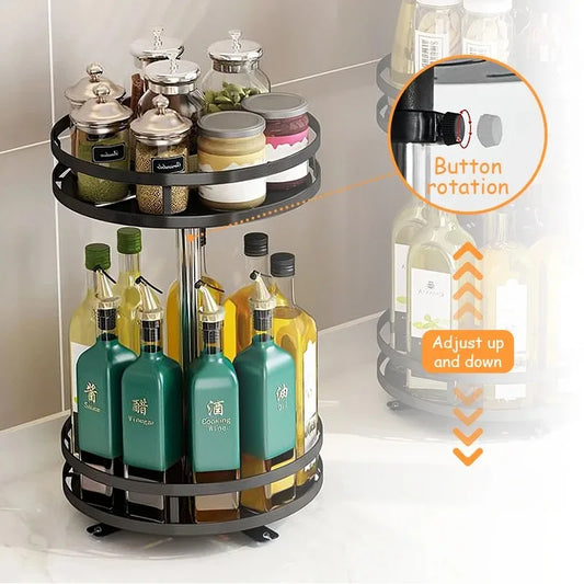 360°Rotation Spice Rack Organizer Jar Cans Non-Skid Storage Tray