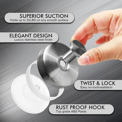 Metal Suction Cup Hook Bathroom Towel Holder No-Drill Strong Adsorption Wall Hooks