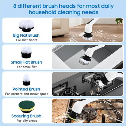 9-Head Cordless - 2-Speed Power Cleaner with Long Handle, Adjustable Speeds