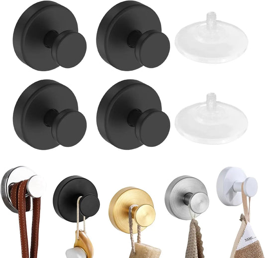 Metal Suction Cup Hook Bathroom Towel Holder No-Drill Strong Adsorption Wall Hooks