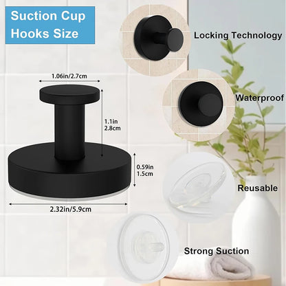 Metal Suction Cup Hook Bathroom Towel Holder No-Drill Strong Adsorption Wall Hooks