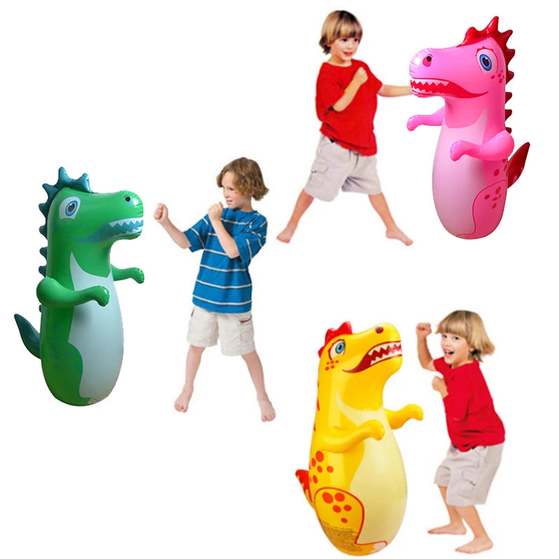 Children Adult Tumbler Boxing Inflatable Standing Punching Bag Boys Dinosaur Sport Toys