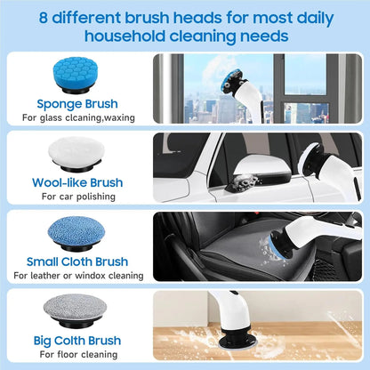 9-Head Cordless - 2-Speed Power Cleaner with Long Handle, Adjustable Speeds