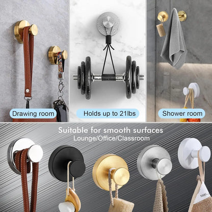 Metal Suction Cup Hook Bathroom Towel Holder No-Drill Strong Adsorption Wall Hooks